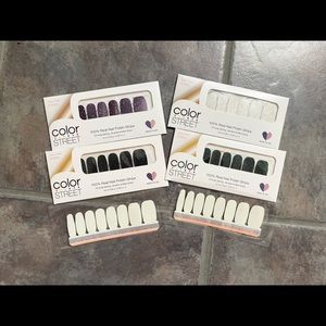 Color Street set of 4 glitter nail strips plus two clear-all NEW!